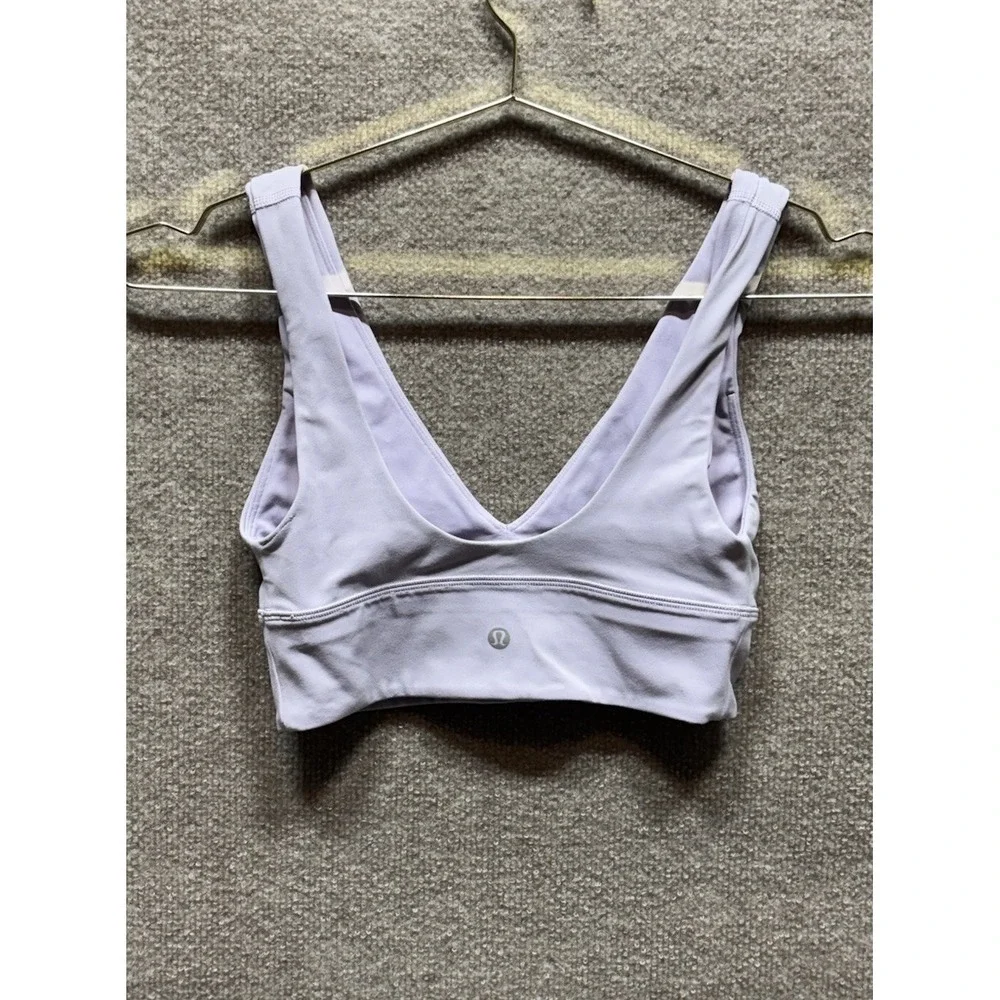 Lilac Lululemon Align V-Neck Bra Light Support A/B Cup Size 4 Square Dot EUC